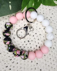 Floral on Black with Pink