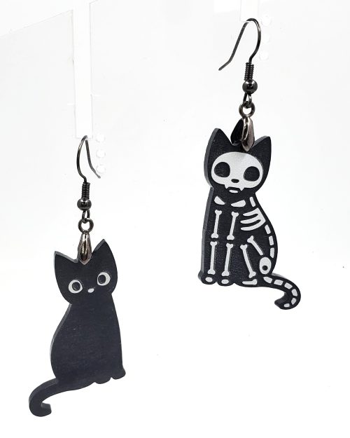 Skelly Cat Earrings